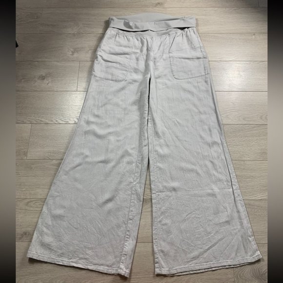 Anthropologie Hei Hei Grey Linen Wide Leg Pants - Picture 2 of 11